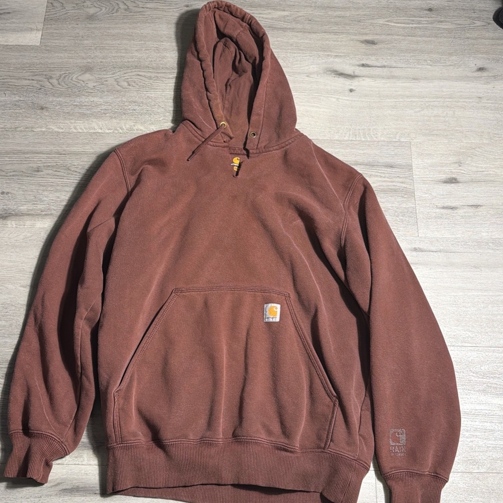 Carhartt Hair Defender‎ Hoodie Medium Faded Brown Distressed Rip